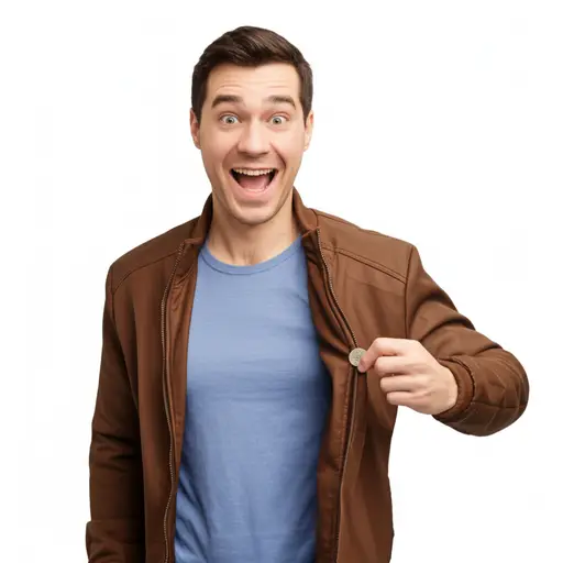 他在外套口袋里找到了丢失的硬币。