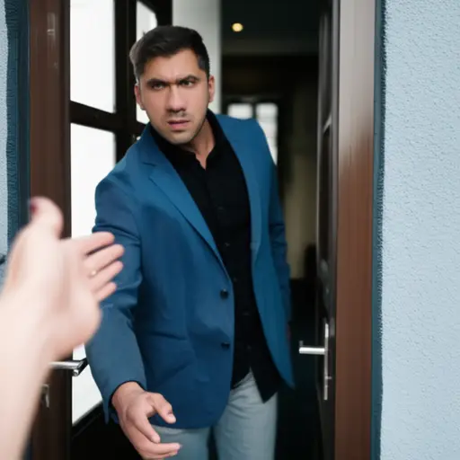 我请他离开，但他拒绝了。