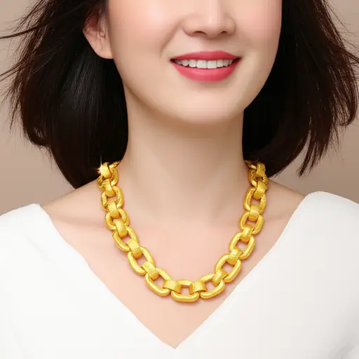 我妈妈有一条金色的项链。