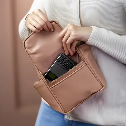 她总是在包里放一个袖珍计算器。