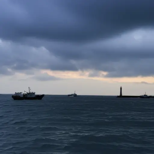 船只在暴风雨来临前驶入了港口。