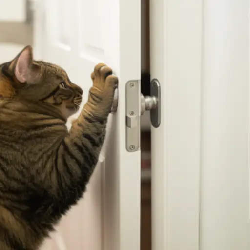 这只猫会自己开门。