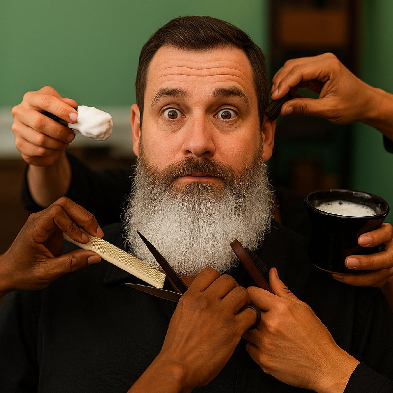 他非常注重胡子的打理。