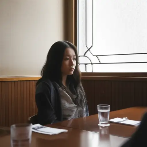 她坐在角落的桌子旁。