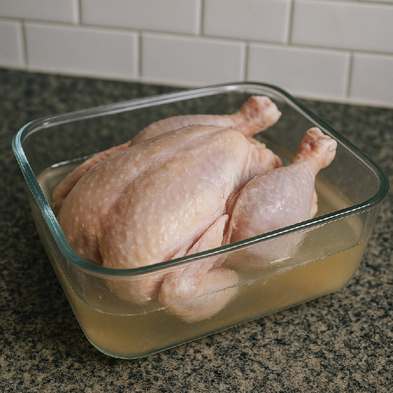 她把鸡肉解冻了一晚上。