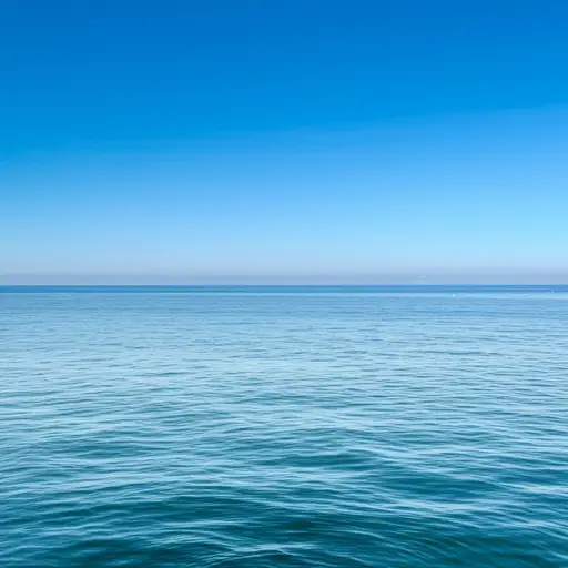 大海很平静，几乎没有波浪。