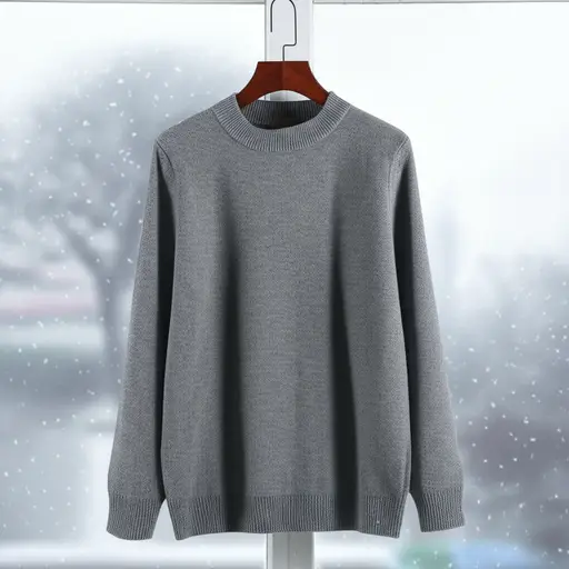 这件羊毛套头衫在冬天很暖和。