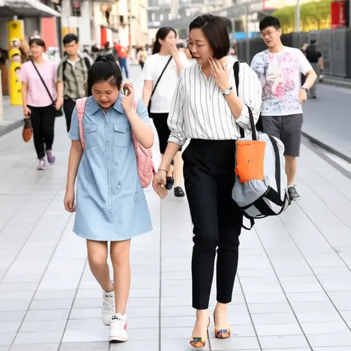 我不小心踩到了她的脚。