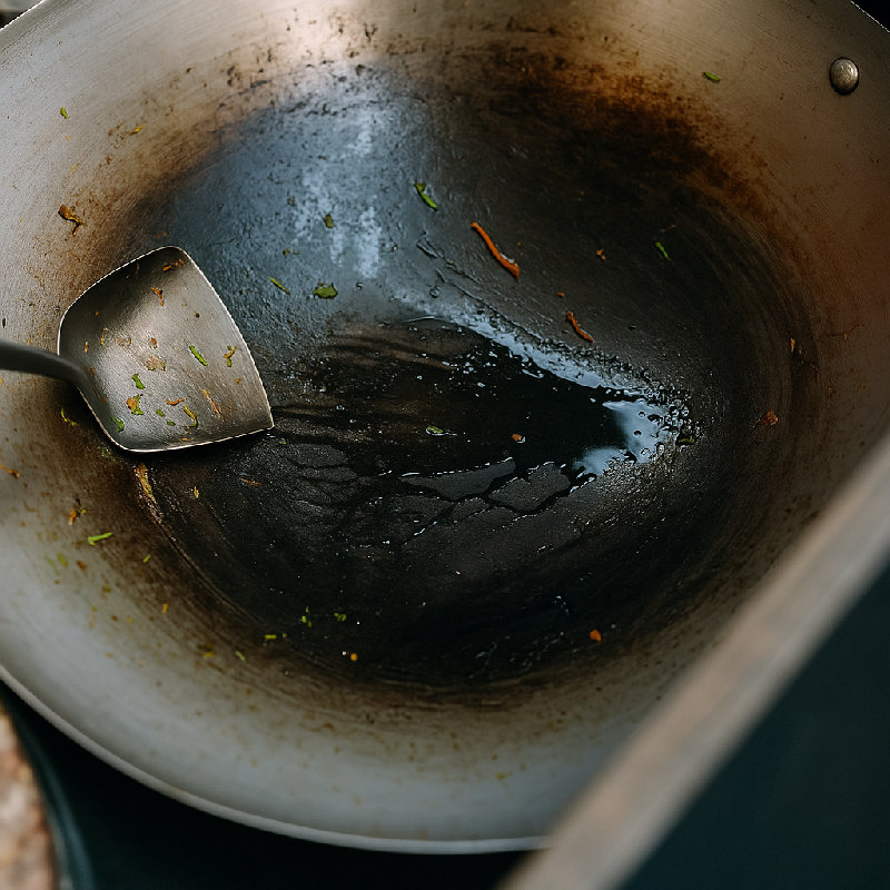 她不小心烧焦了锅。