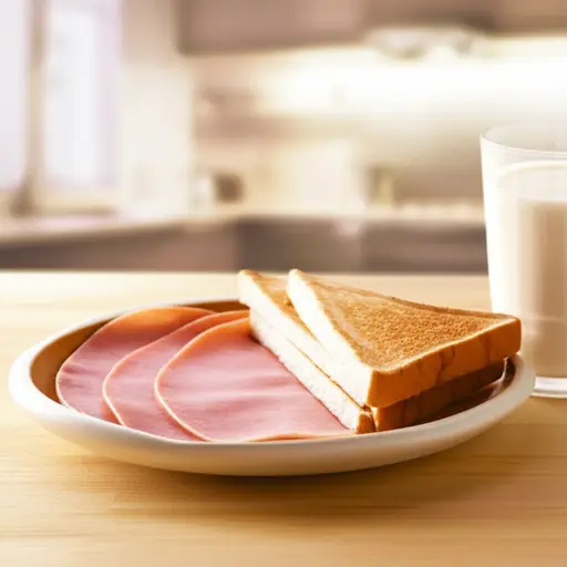 早餐我通常吃吐司配火腿。