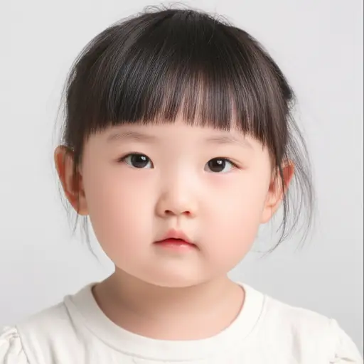 我妹妹的脸是圆圆的。