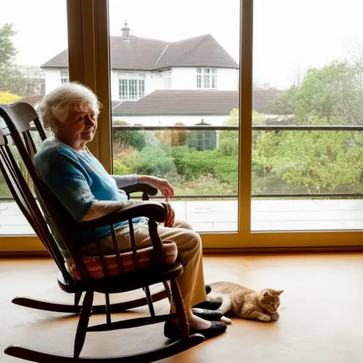 主人是一位老妇人，她和她的宠物独自住在一所大房子里。