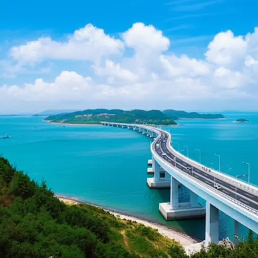 这个岛屿通过一座公路桥与大陆相连。