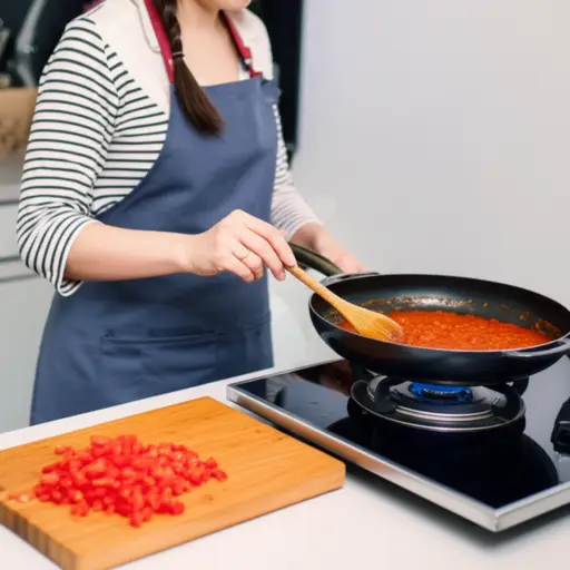 她在意大利面酱里加了切碎的红椒。