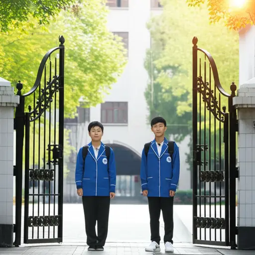 我们同时到达了学校。