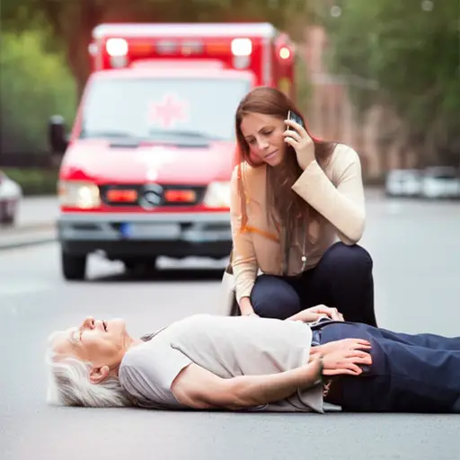 当老人突然晕倒时，有人立即拨打了急救电话并呼叫了救护车。