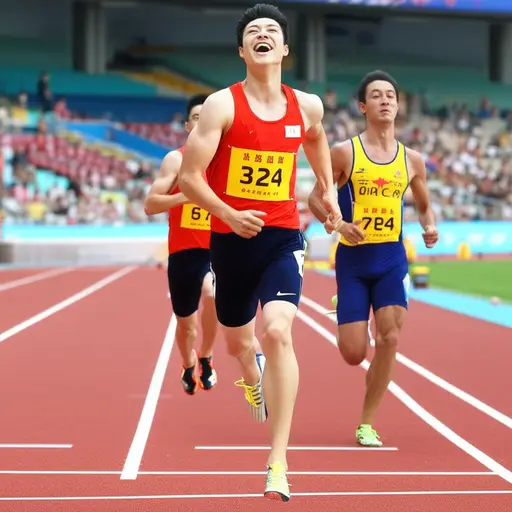 我们进行了一场比赛，我在终点处获得了第二名。