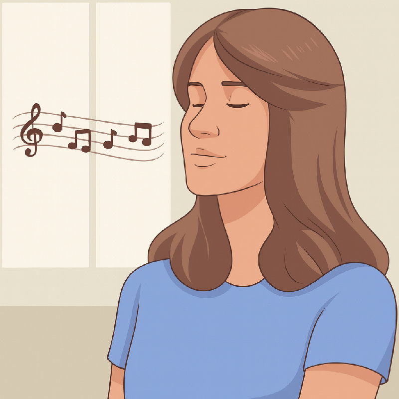 她哼唱着她最喜欢的曲子。