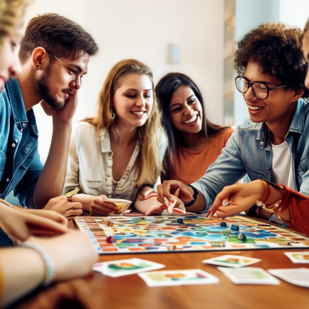 他们正在一起玩桌游。