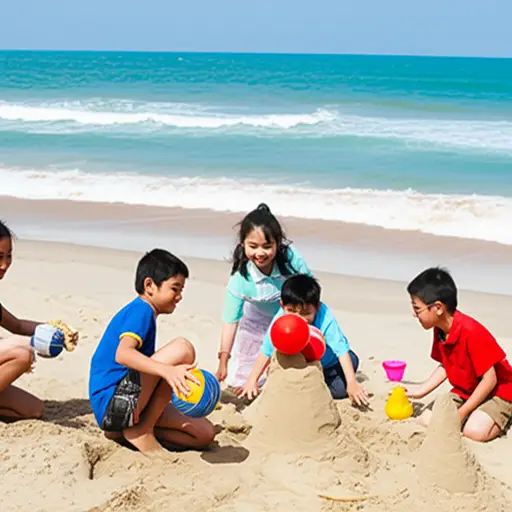 我们在海滩上玩得很开心。