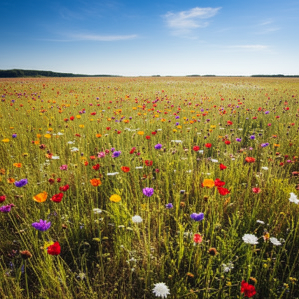 这片野花田色彩缤纷。