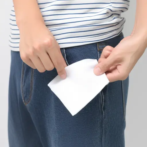 我口袋里总是带着一块手帕，以备不时之需。