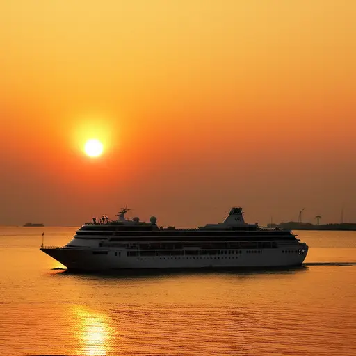 游轮在日落时分返回了港口。