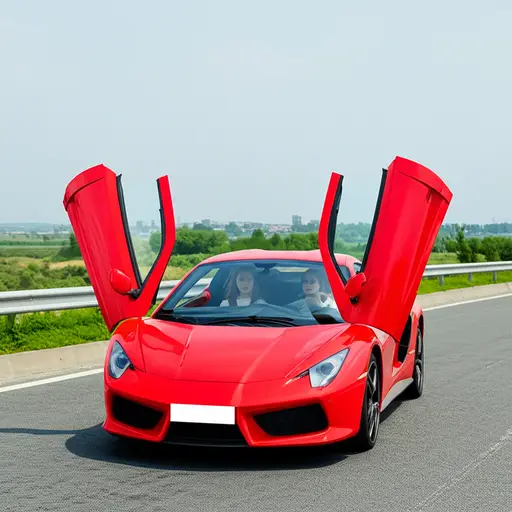 她开一辆红色跑车。