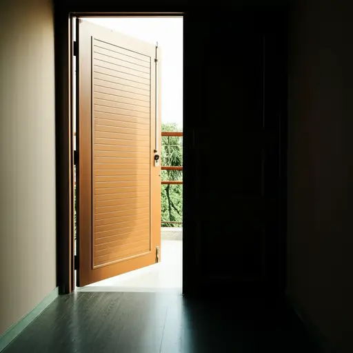 光线从敞开的门流进来。