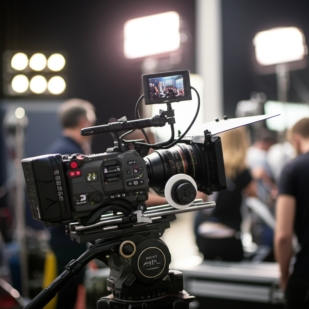 摄像机正在拍摄电影场景。