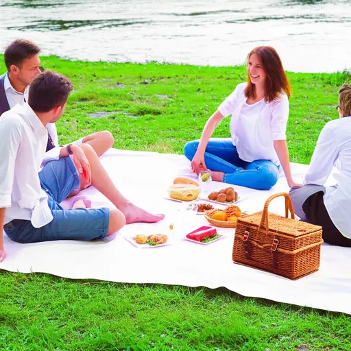 我们在河边野餐。