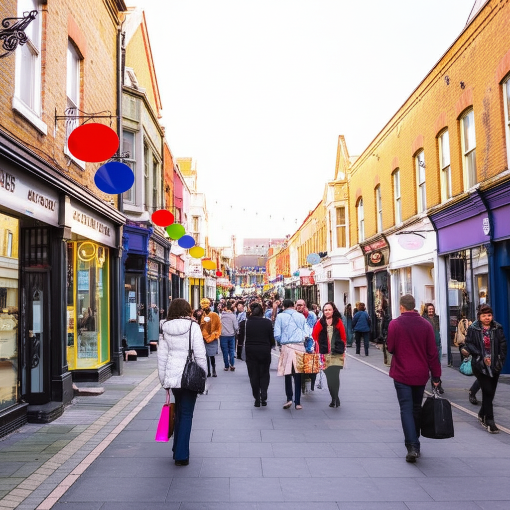 人们在街上购物。