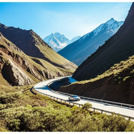 我们驾车穿越了有高山和峡谷的多样化地形。