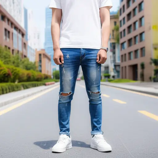 我喜欢穿有破洞的牛仔裤，看起来很酷。