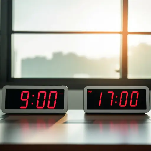 我的工作时间是上午九点到下午五点。