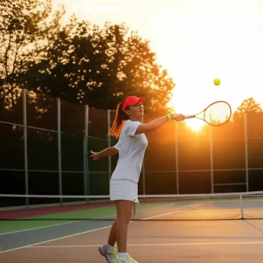 她每个星期天晚上打网球。