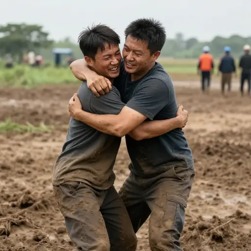 他们摔倒在地，搏斗了好几分钟，直到救援到来。