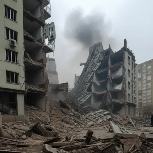 冲突期间许多建筑被轰炸。