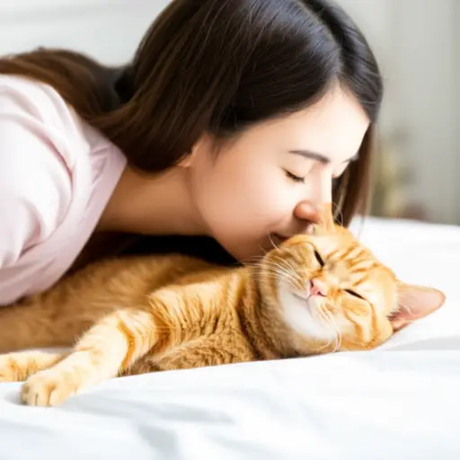 我每天早上都会亲一下我的猫。