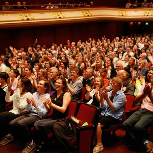 观众鼓掌并欢呼要求再来一个。