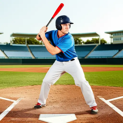 他拿着球棒站在击球区。