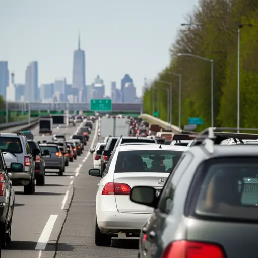 每次我去新泽西都会遇到交通堵塞。