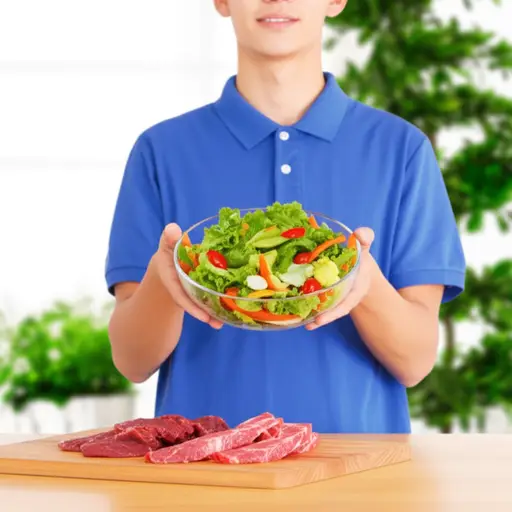 为了改善健康，他决定减少吃红肉。