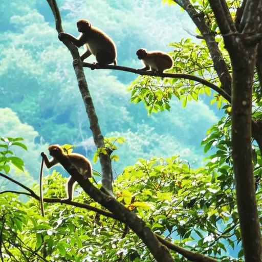 猴子生活在热带雨林里。