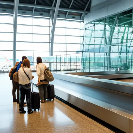 当我们降落时，我的行李箱不在那里。