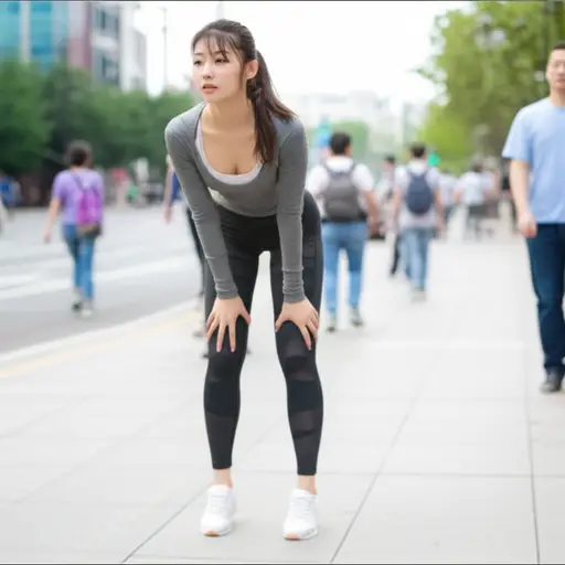 她停下来喘口气，然后匆忙离开。