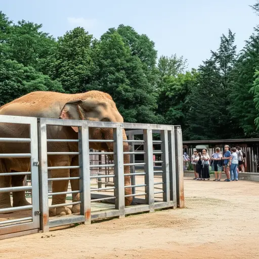 我在动物园里看到了大象。
