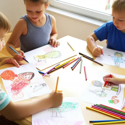 孩子们画了家人的照片。