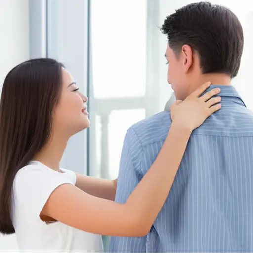 她碰了碰他的肩膀以引起他的注意。