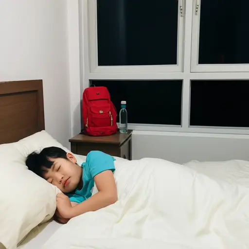 经过疲惫的旅程，孩子整晚都处于深度睡眠中。